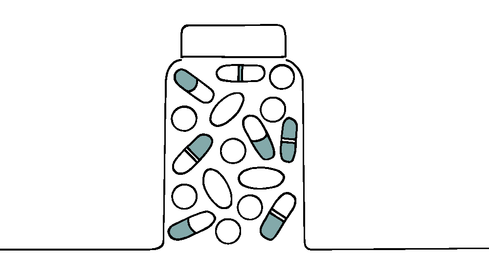 Painkillers and Vitamins illustration