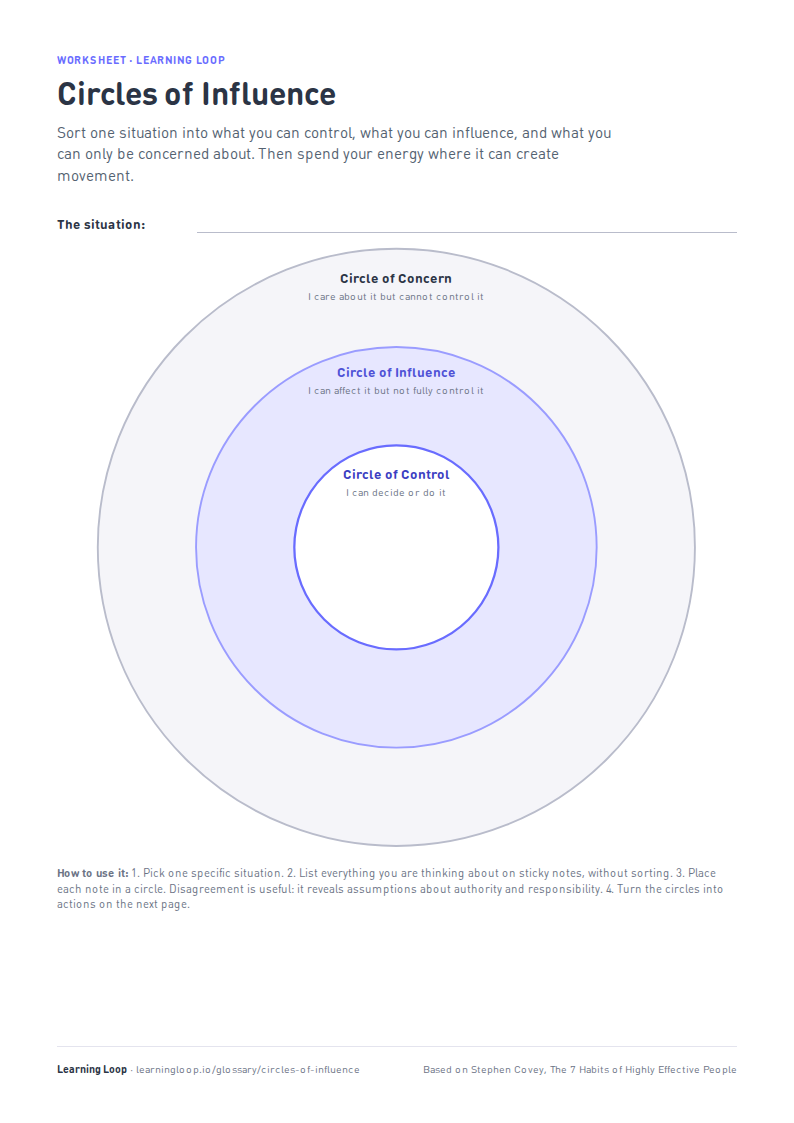 Preview of the Circles of Influence worksheet