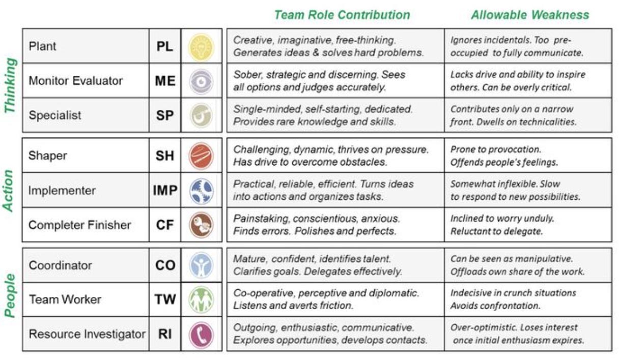 Belbin Roles and Toolbox: Team Role Contribution and Allowable Weakness
